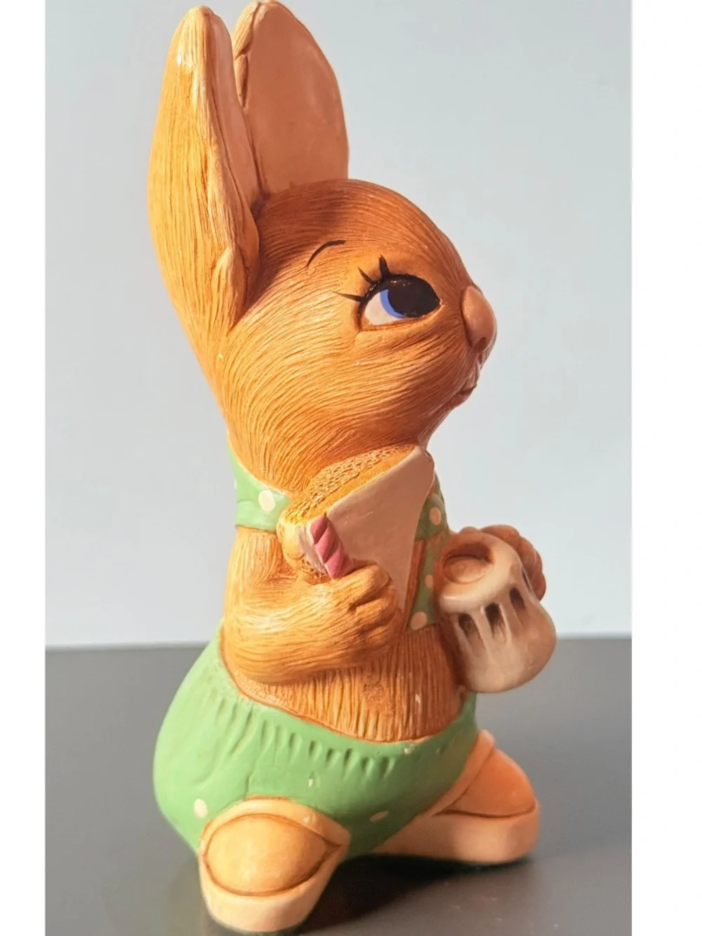 Green Polka Dot Bunny Figurine Decorative Accent